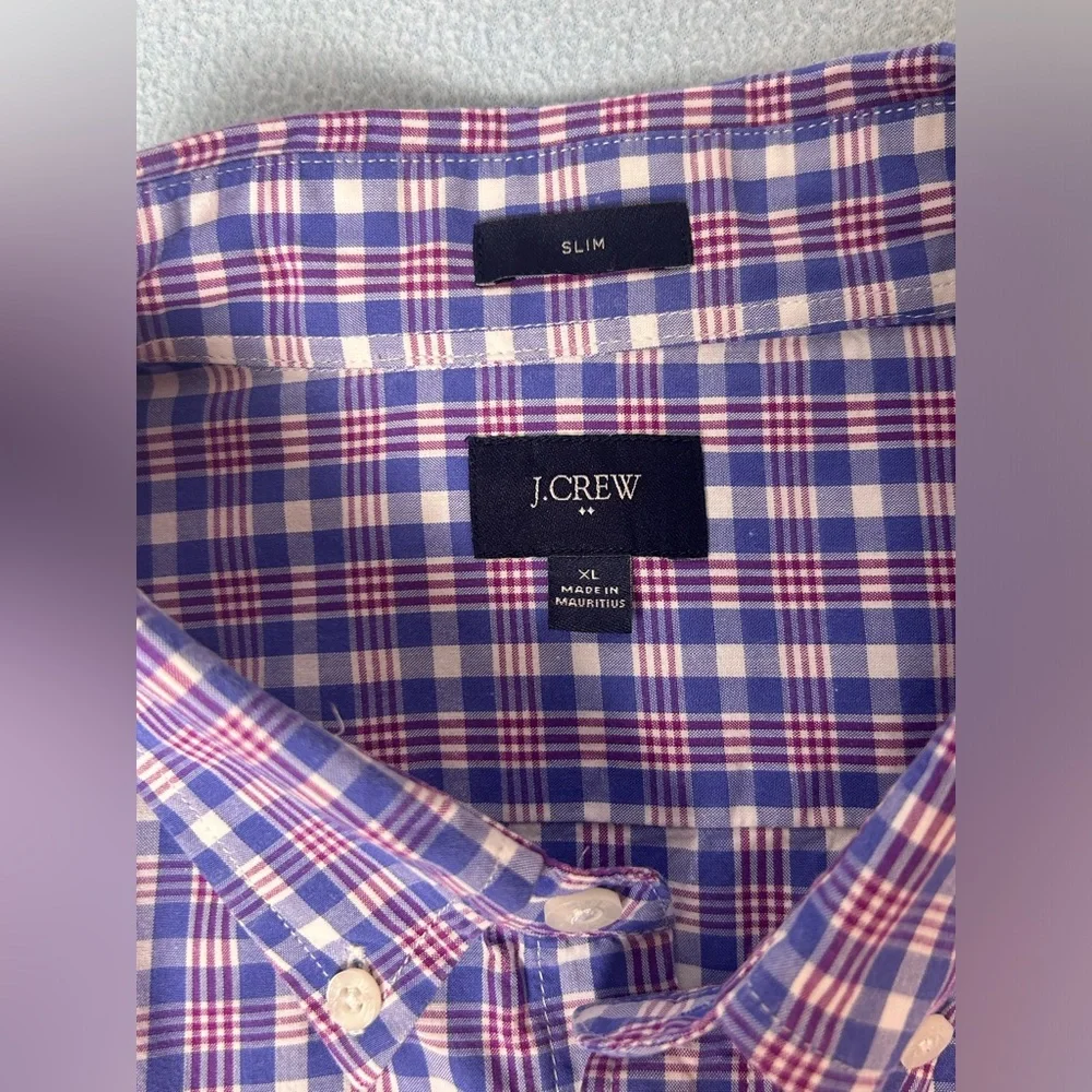 J. Crew Button Down Shirt Plaid Ludlow 120's 2 Ply Long Sleeve Blue Pink Classic